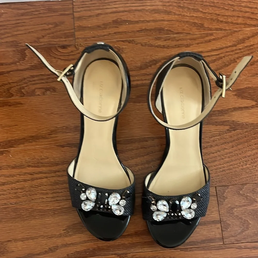 Jeweled black heels